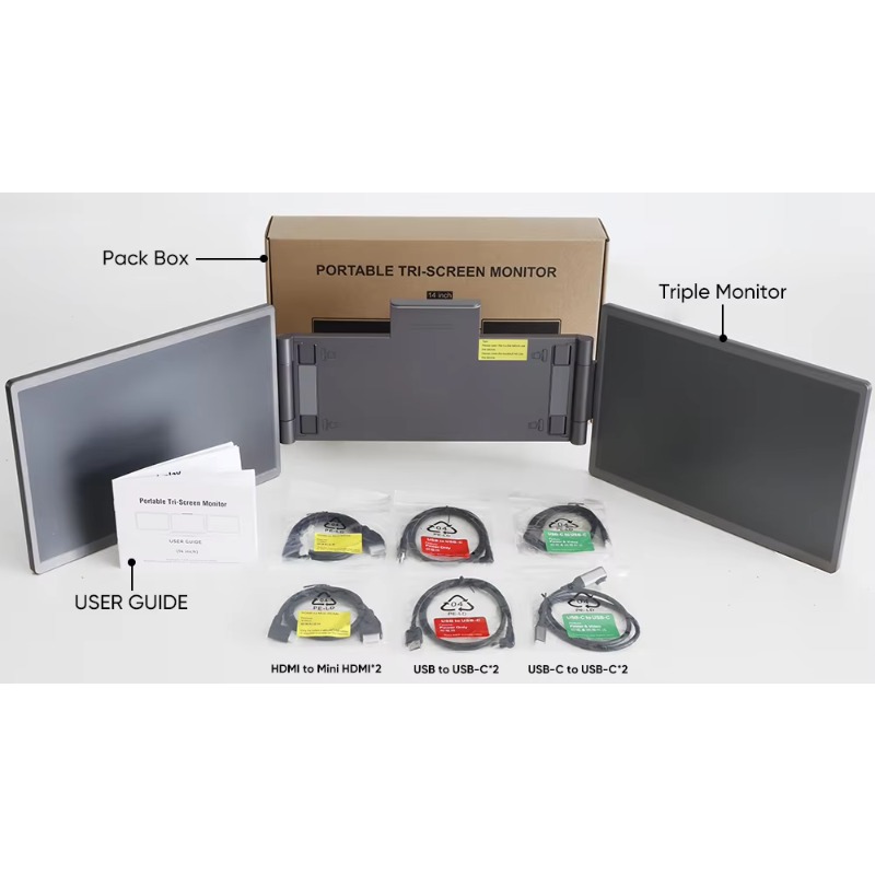 Dual Screen Portable Monitor Extender - Çok Satan SIBOLAN 14 İnç Üçlü
