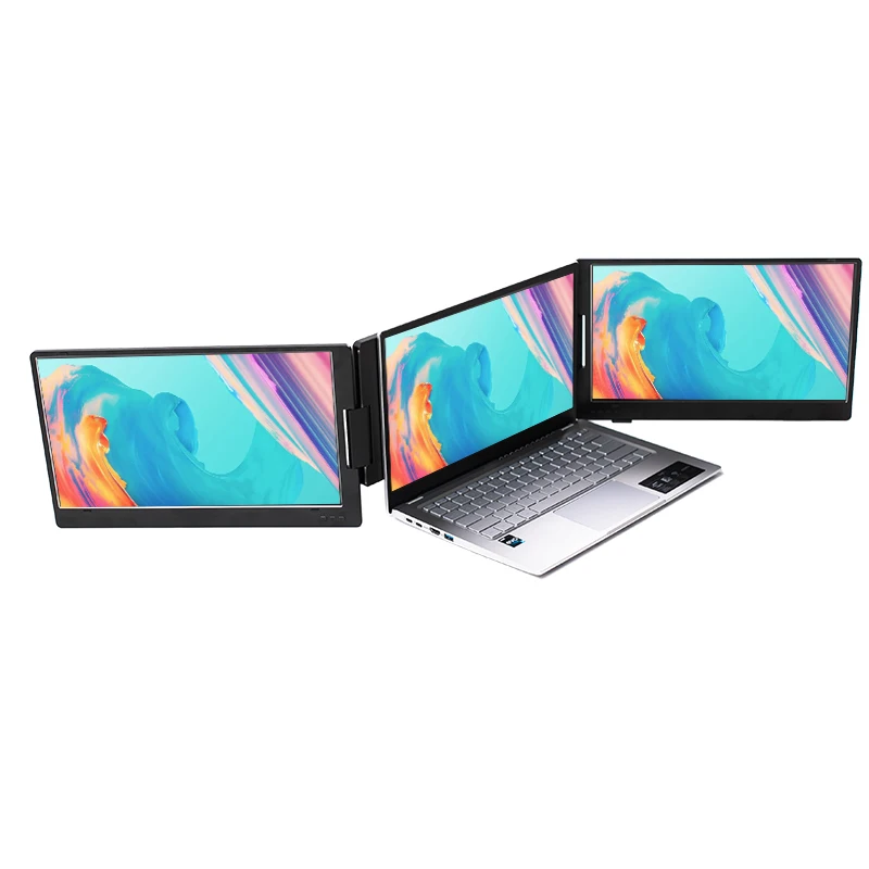 Triple Screen Laptop Monitor Foldable - 14 Çift Üçlü Taşınabilir Genişletilmiş Dizüstü