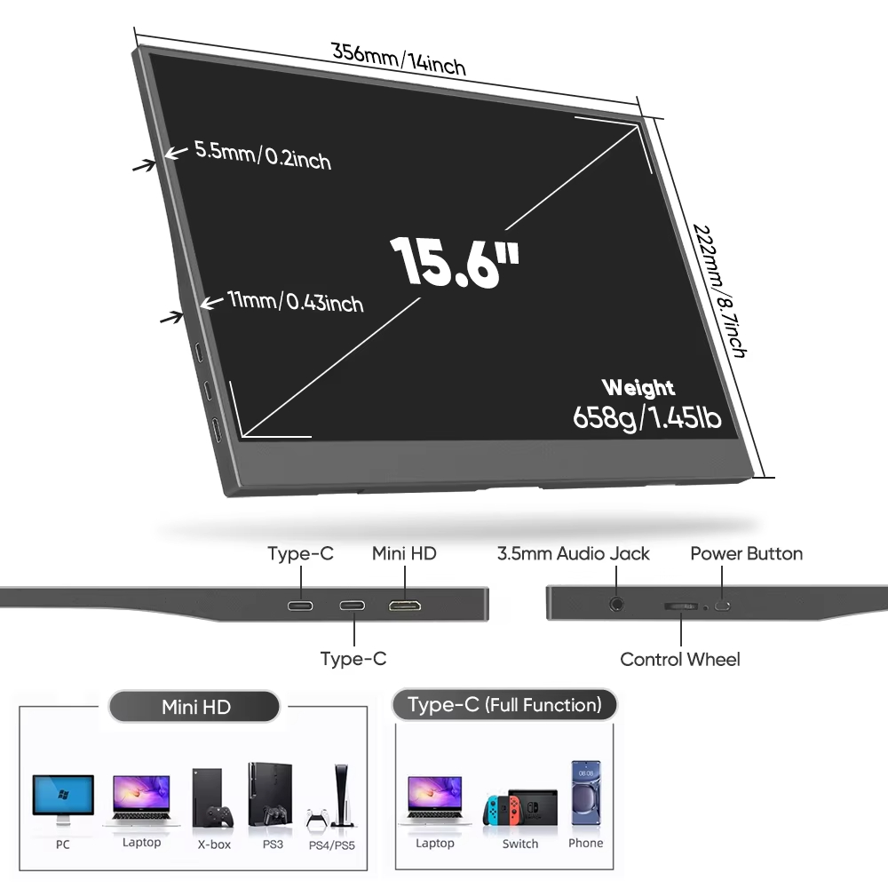 AHXJJKA 15.6 İnç Taşınabilir M - Portable Monitor 15.6 Inch 1080P Type C incelemesi ve fiyatı