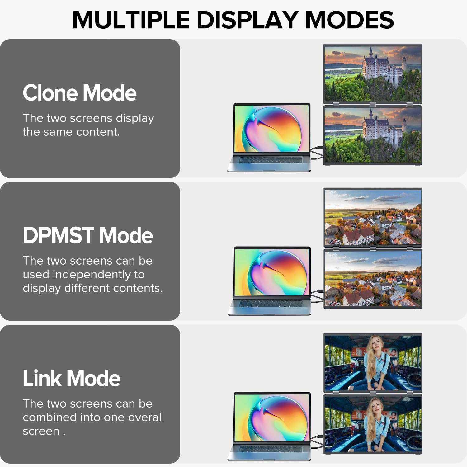 AHXJKA 18.5 İnç 100Hz Dizüstü  - Triple Screen Laptop Monitor Foldable incelemesi ve fiyatı
