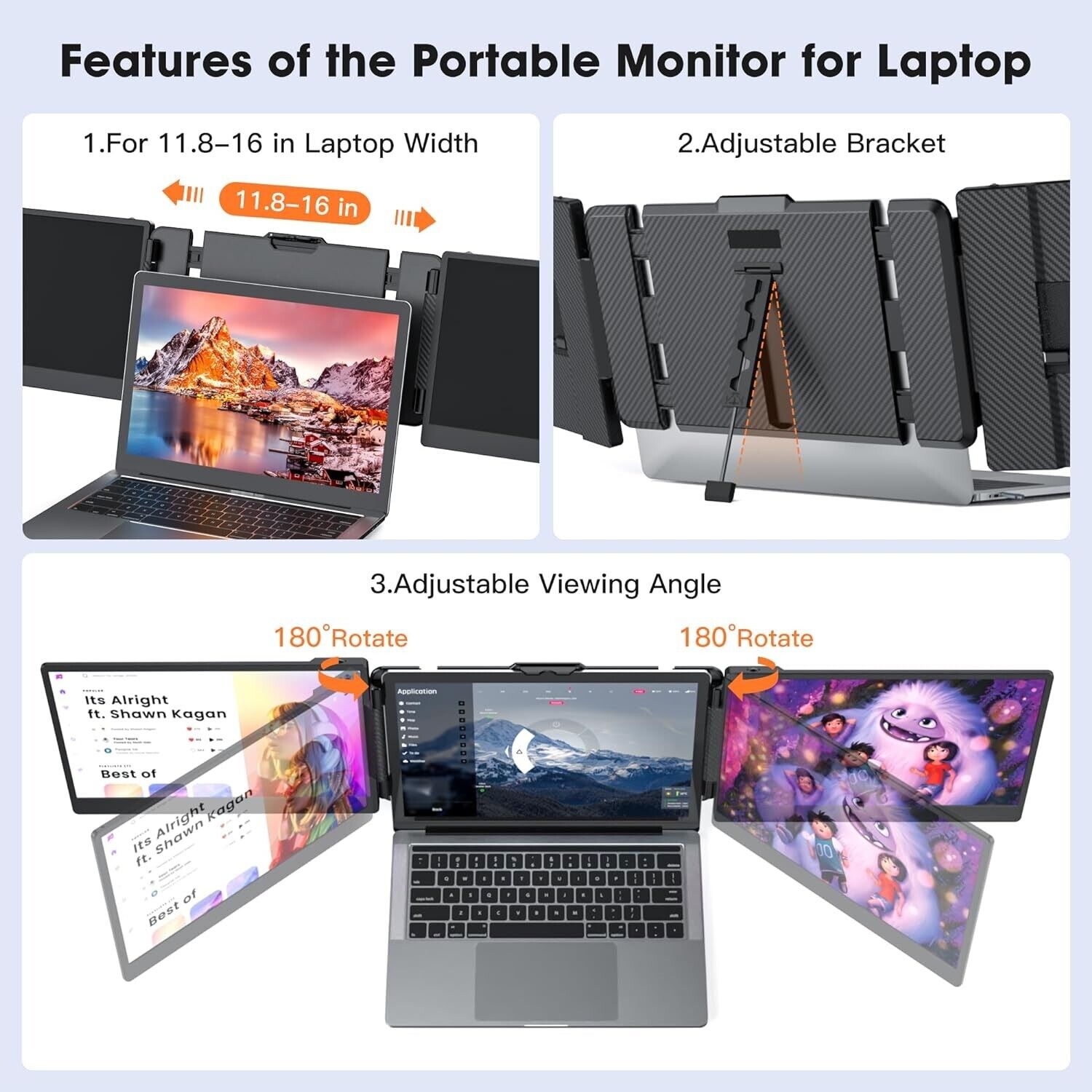 S2 14 İnç FHD 1080P IPS Dizüst - Triple Screen Laptop Monitor Foldable incelemesi ve fiyatı