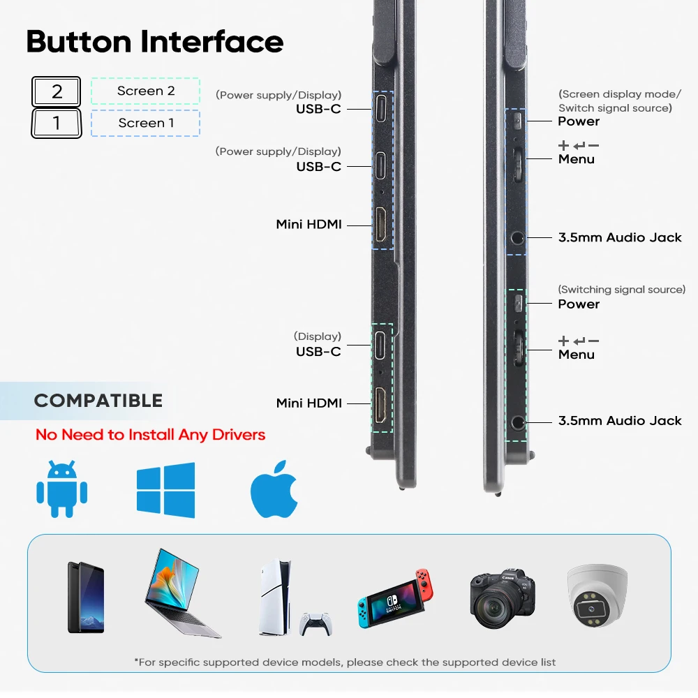 Yeni OEM LCD Çift Ekranlı Taşı - Portable Monitor 15.6 Inch 1080P Type C incelemesi ve fiyatı